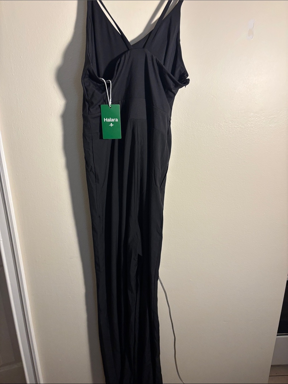 HALARA Black Strappy V-Neck Jumpsuit